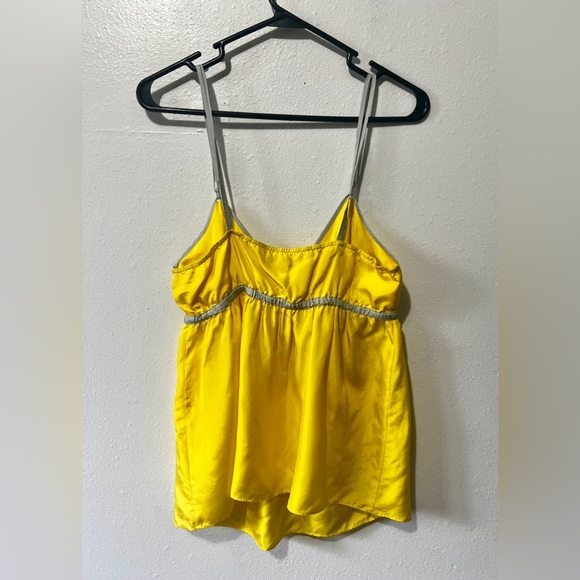 J. Crew NWT 100% Silk Yellow Babydoll Y2K Tank Top - Size 8 - Picture 5 of 9